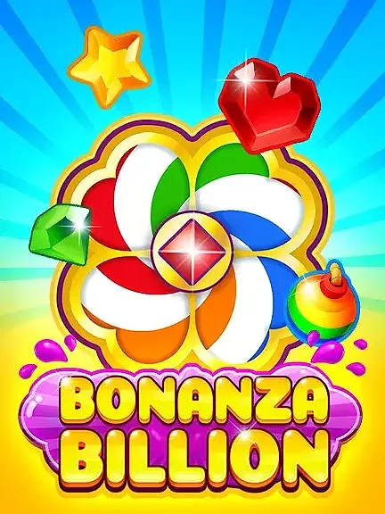Bonanza Billion — обложка с цветными самоцветами и золотой звездой на синих лучах